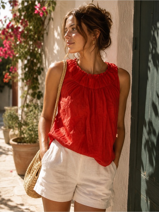 Banana Republic Tops - Banana Republic Red Ruched Blouse